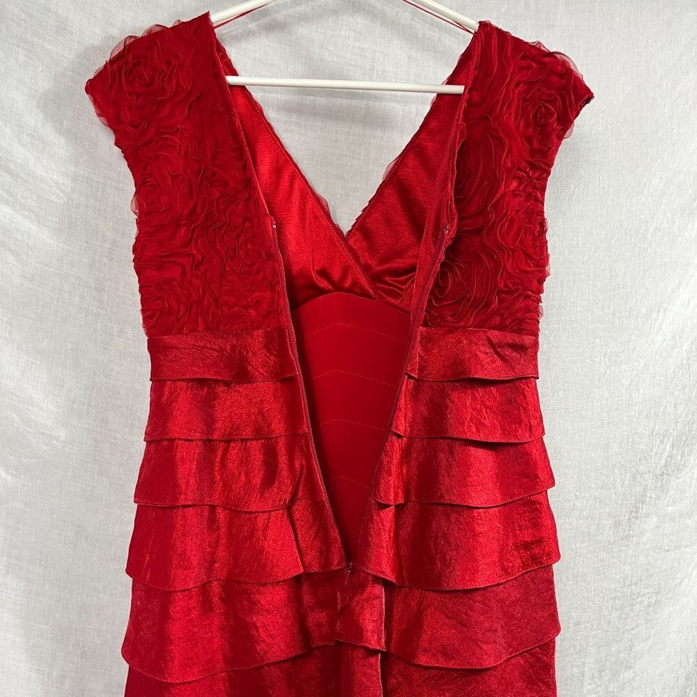 Adrianna Papell Sleeveless Tiered Cocktail Dress Womens 4 Mermaid Chiffon Floral - Picture 7 of 12